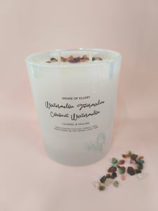WATERMELON TOURMALINE CRYSTAL CANDLE | COCONUT & WATERMELON